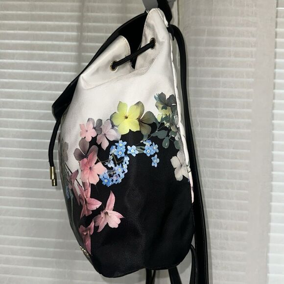 Ted Baker ALLIZZA Woven White Black Floral Faux Leather Drawstring Backpack main image 16